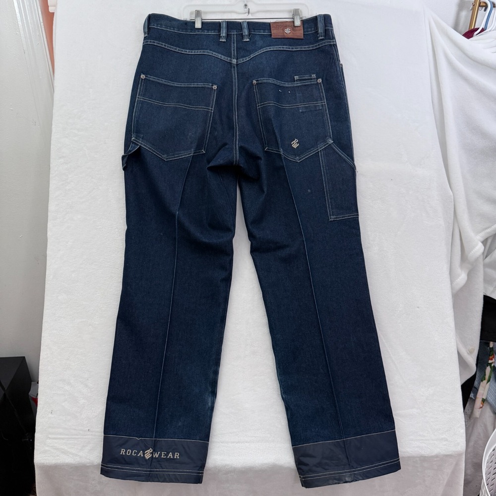 Rocawear Jeans Mens 40x34 Blue Wide Leg Baggy Hip Hop Streetwear Y2K Pipes